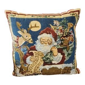 Tapestry Christmas Santa Claus Reindeer Throw Pillow Sofa Decor